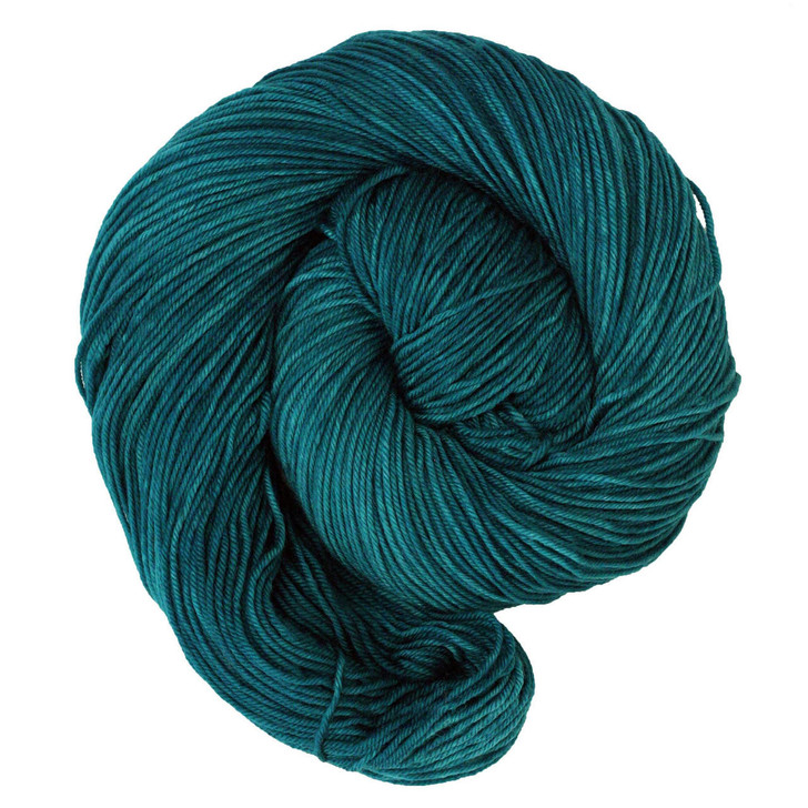 A perfect soft-medium teal yarn is available on your choice of yarn bases. Hand-dyed by Wonderland Yarns in America.