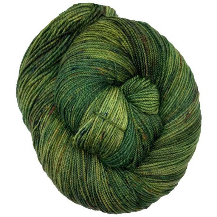 A bold olive green full of highs and lows in the Magical Menagerie collection hand-dyed by Wonderland Yarns on a variety of yarn bases. Made in the USA.