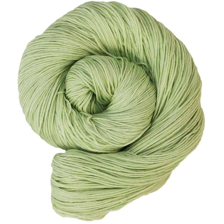 A very light and subtle green tonal color  hand-dyed by Wonderland Yarns on a variety of yarn bases. Made in Vermont.