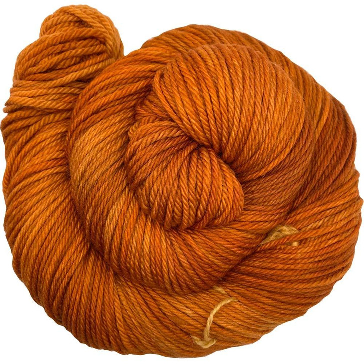 Pennyworth is a vibrant rust-orange colorway that is full of depth and tone. Shown on the March Hare worsted weight yarn base by Wonderland Yarns. Hand-dyed in Vermont.
