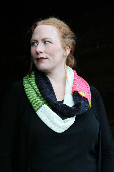 The Sushi Scarf pattern (“recipe”) is included in the Sushi Scarf Kit, which is comprised of yarn “ingredients” to make a scarf that looks great worn or rolled up!