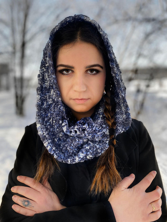 With the world raving about Wednesday’s snarky, dark, and dry one-liners, I felt inspired to create a Morse code version of the crochet snood featured on Netflix to be a simple but subtle way to wear what you feel. Featured on 'Cauldron' colorway on Wonderland Yarns Alice DK yarn base.
