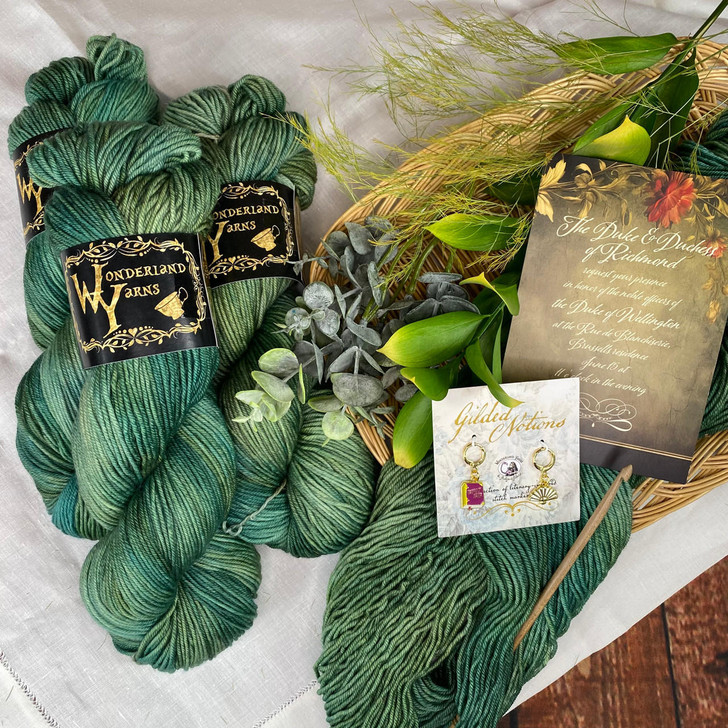 Our April 'Tour of the Season' yarn club colorway was inspired by Vanity Fair, a timeless classic, with a saturated olive with hints of teal. This latest colorway is the fourth in the club palette and is accompanied with three coordinating colorways if desired.