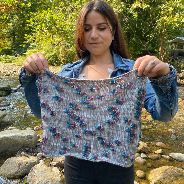 The Deconstructed Cowl works for multiple weights of Colorburst skeins!