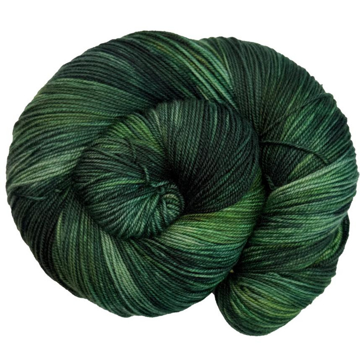Pressed Fern is a medium forest green variegated glazed with a lighter fern green, hand-dyed in Brattleboro, VT.