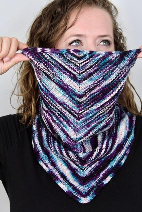 Let your stitches flow with Bend in the River, a relaxing, one-skein project perfect for beginners, social stitch nights, or anyone looking for a low-stress knit with beautiful results. Worked in Wonderland Yarns Mad Hatter limited edition colorway 'Choose Your Fate.'