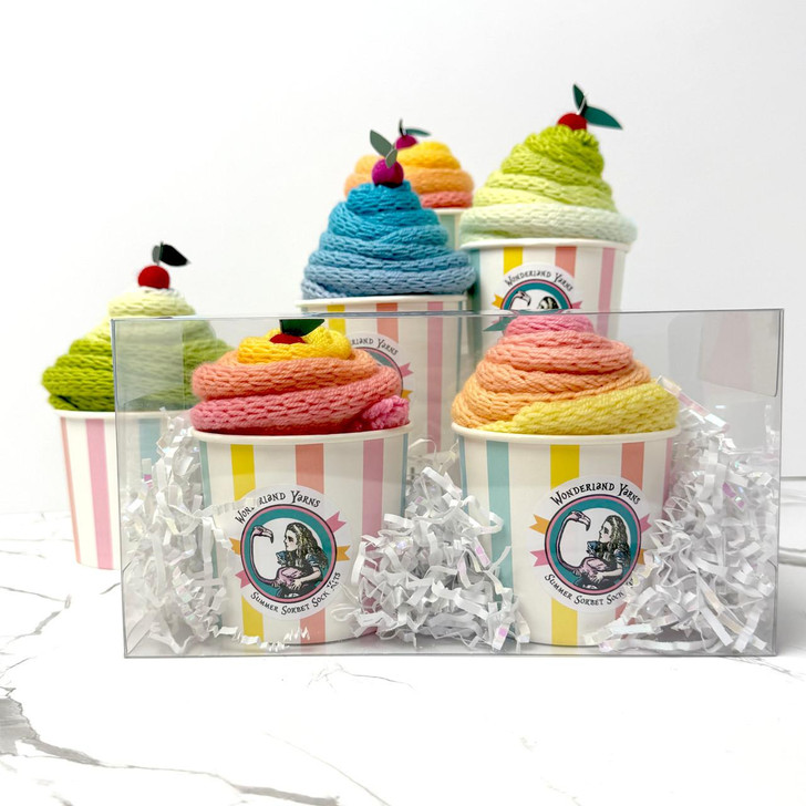 Do you have a sweet tooth? Our Sweet Sorbet Sock Kits are hand-swirled, hand-dyed sock blanks created in your favorite flavors! Comes with a simple sock pattern.