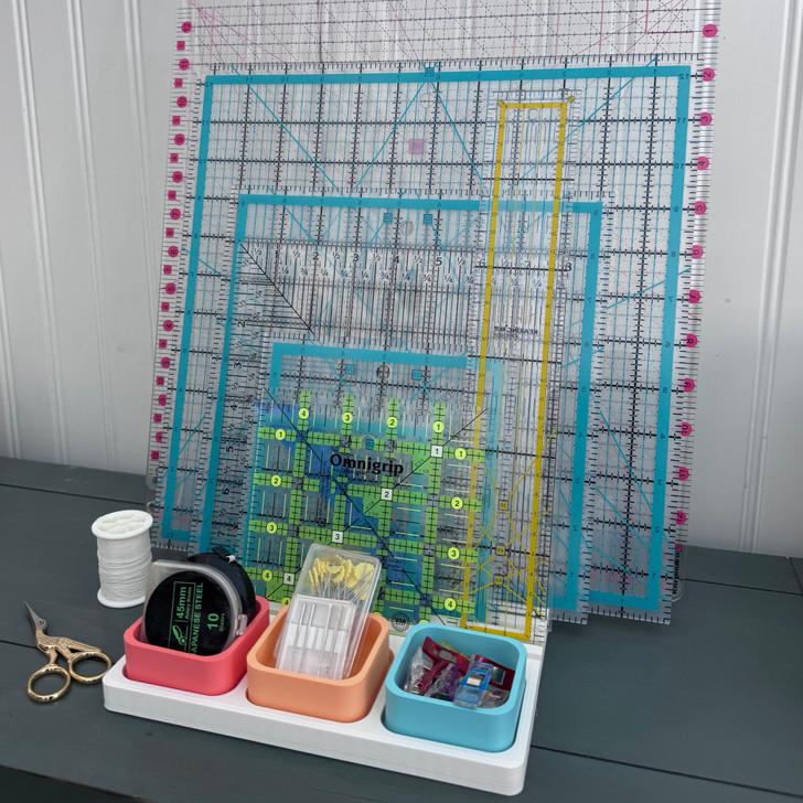 Quilt Ruler Organizer with storage compartments -- colorful, fun, and made in colors of your choosing!