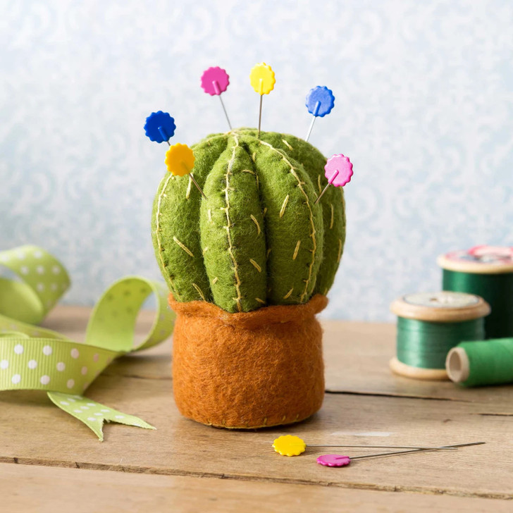 This Cactus Pincushion mini craft kit contains everything you need to make one cute and very useful pin cushion. Please note that pins are not included.