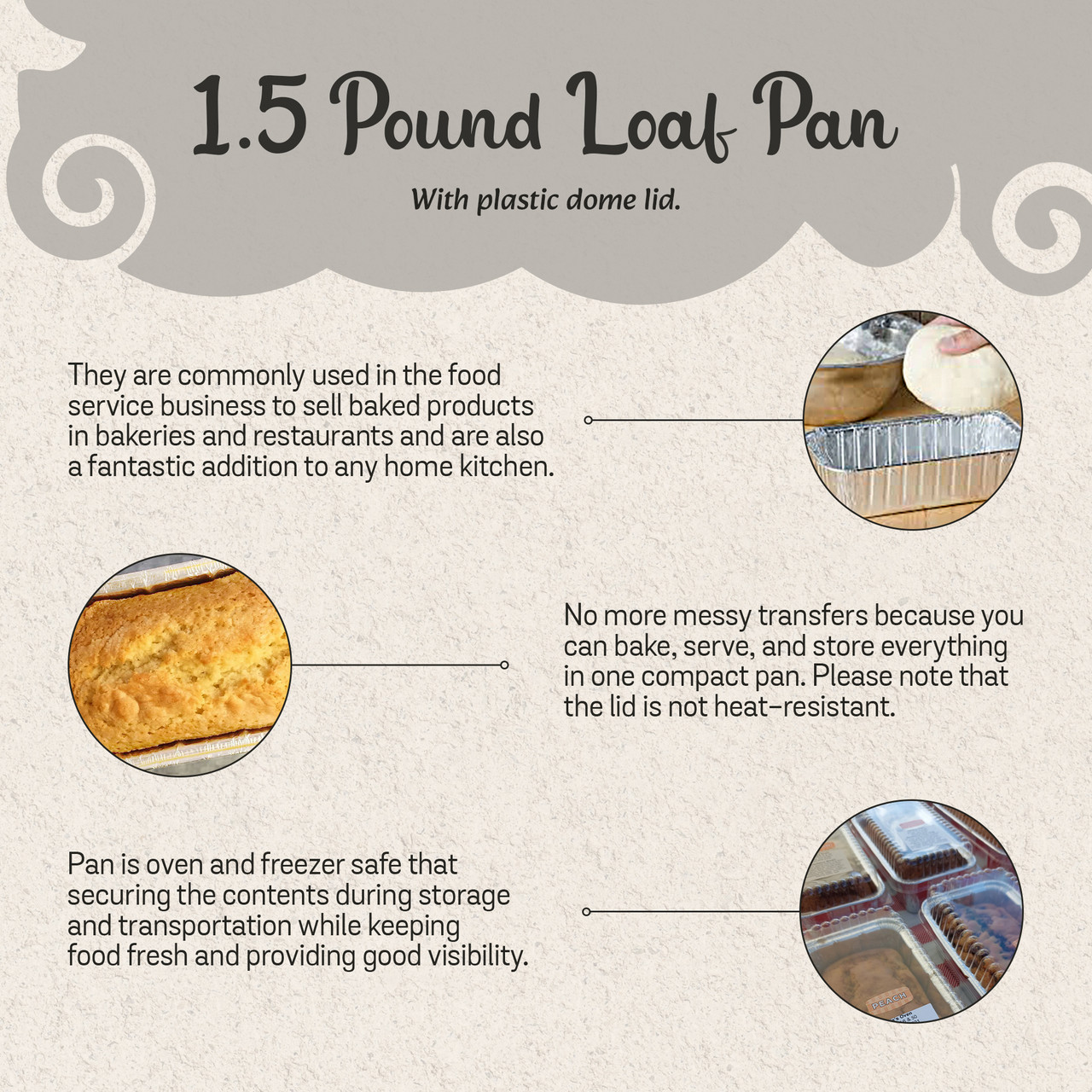1½ lb. Foil Loaf Pan with Clear Dome Lid - Case of 500 - #208P