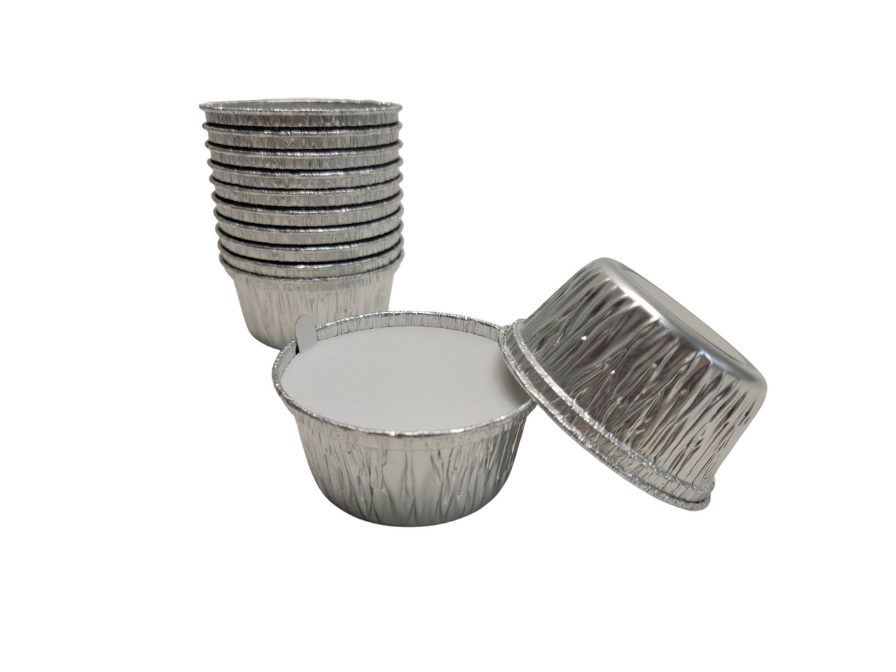 100 Aluminum Foil Muffin Cupcake Ramekin 4oz Cups with Lids Disposable