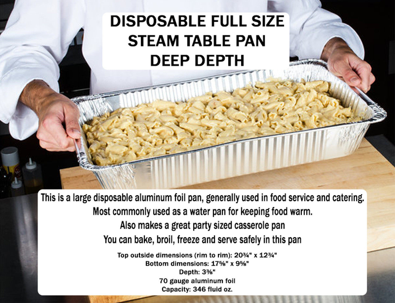 Choice Full Size Foil Steam Table Pan Deep 3 3/8 Depth - Full Size Deep -  50/Case