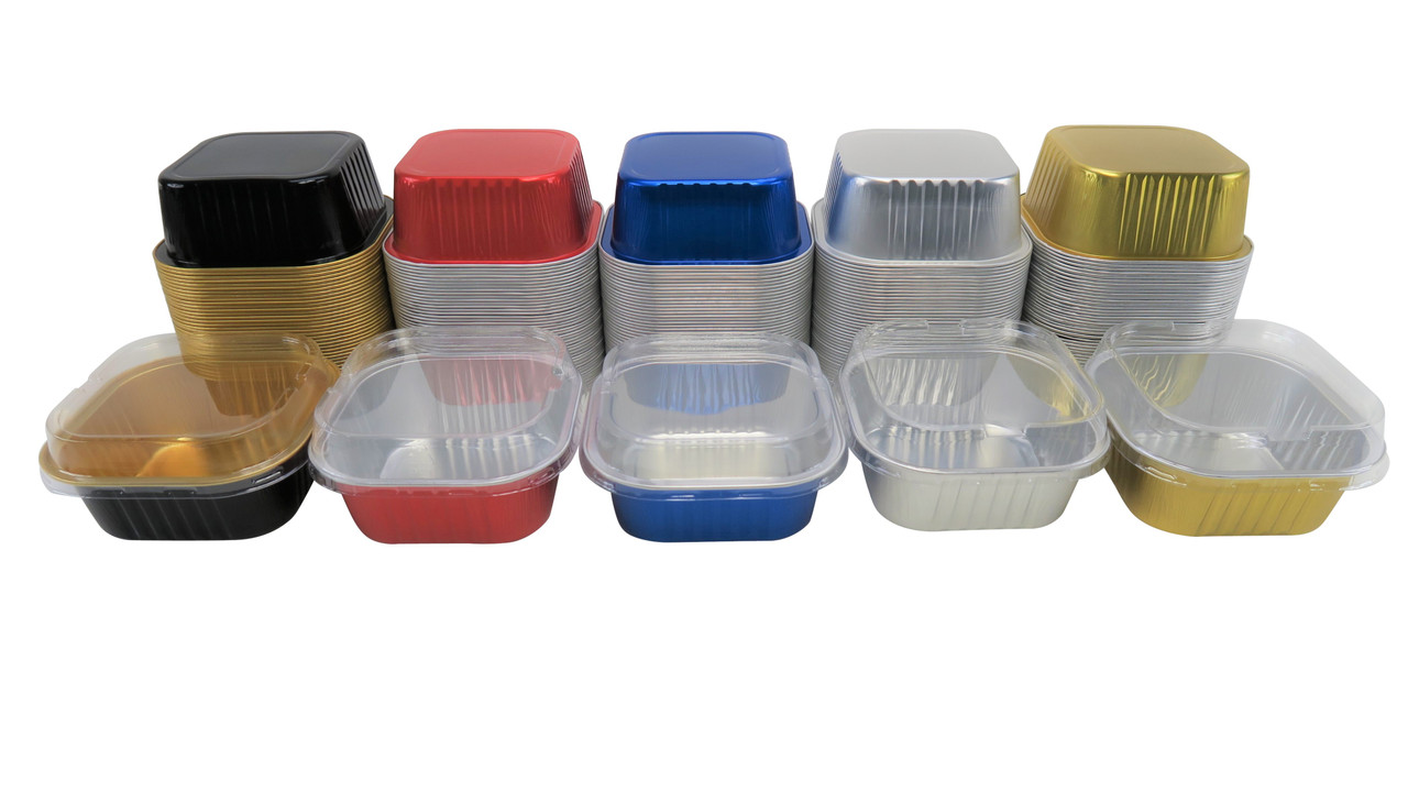 11 oz. Square Foil Cup with Snap-on Plastic Lids - Case of 1000 - #A24P