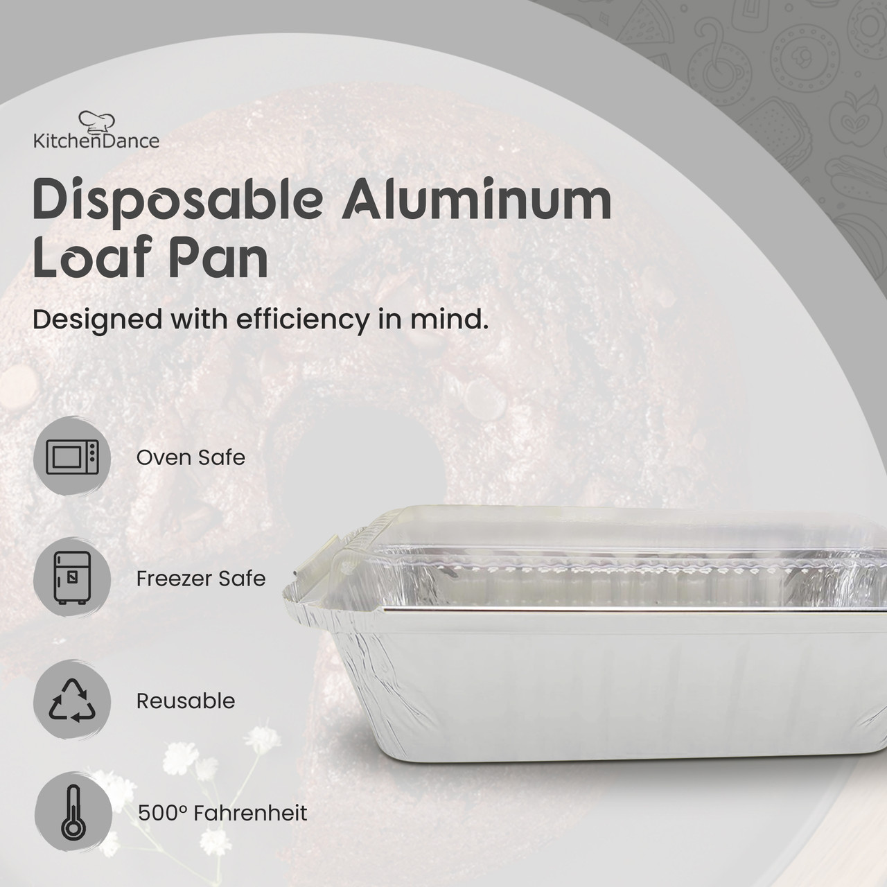 1 lb. Foil Loaf Pan w/ Clear Lid & Holiday Print - 100/Case