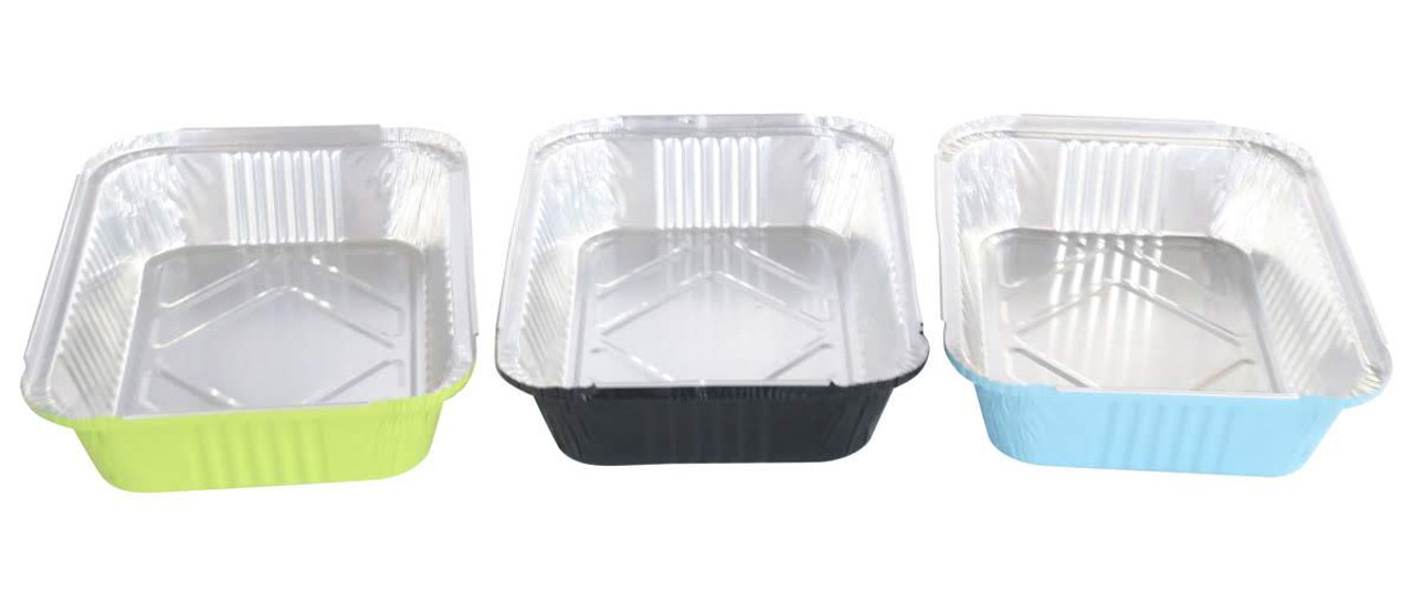 3.75 lb. Colored Carryout Foil Pan with Plastic Lid - Case of 500 - #3227P