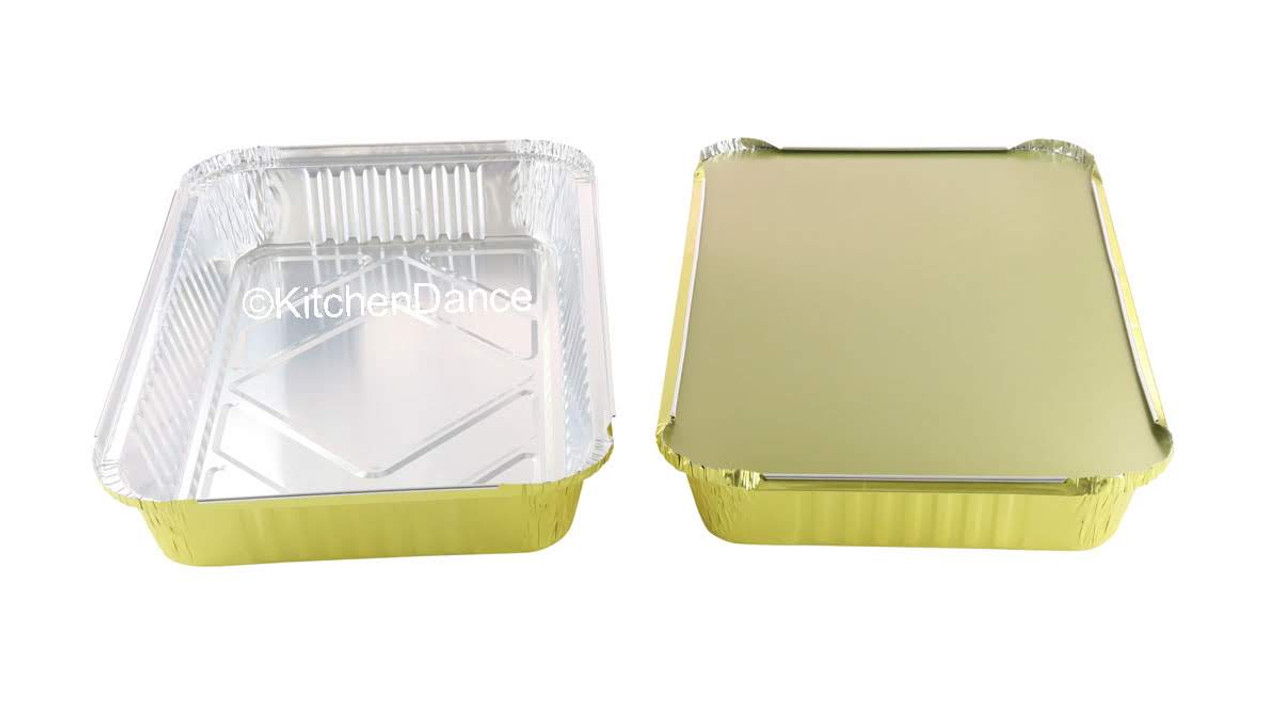4 ½ lb. Colored Disposable Oblong Pan with Plastic Lid #52180P