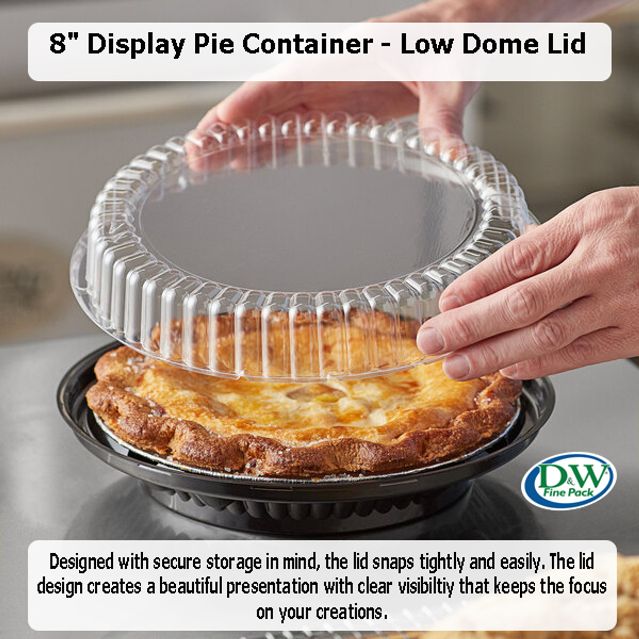  8" Low Dome Pie Container  Case of 100 - #WJ46