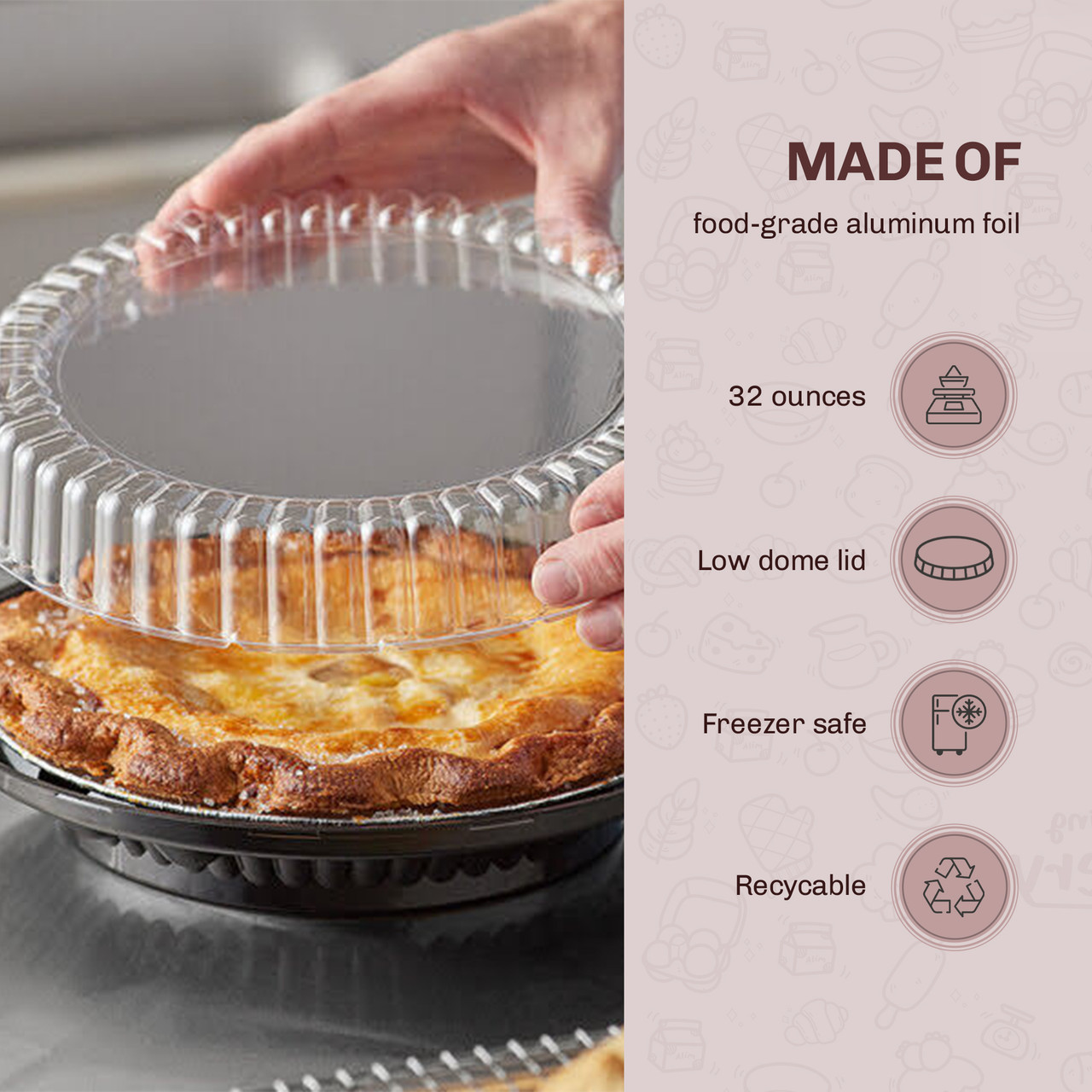 10 Inch Pie Container High Dome Lid - Kitchendance