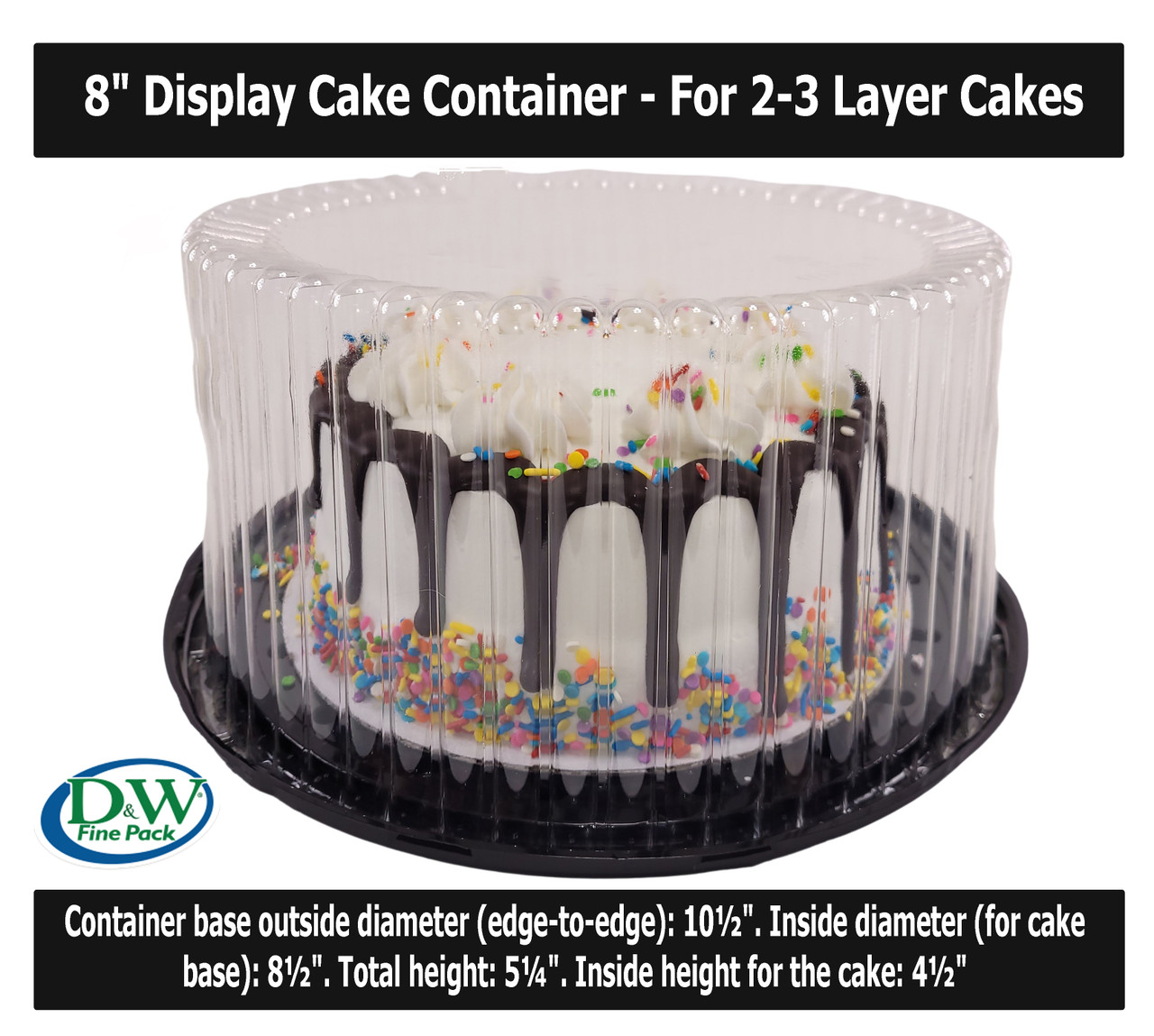8" Cake Container for 2-3 layer cakes - Case of 160- #WG23