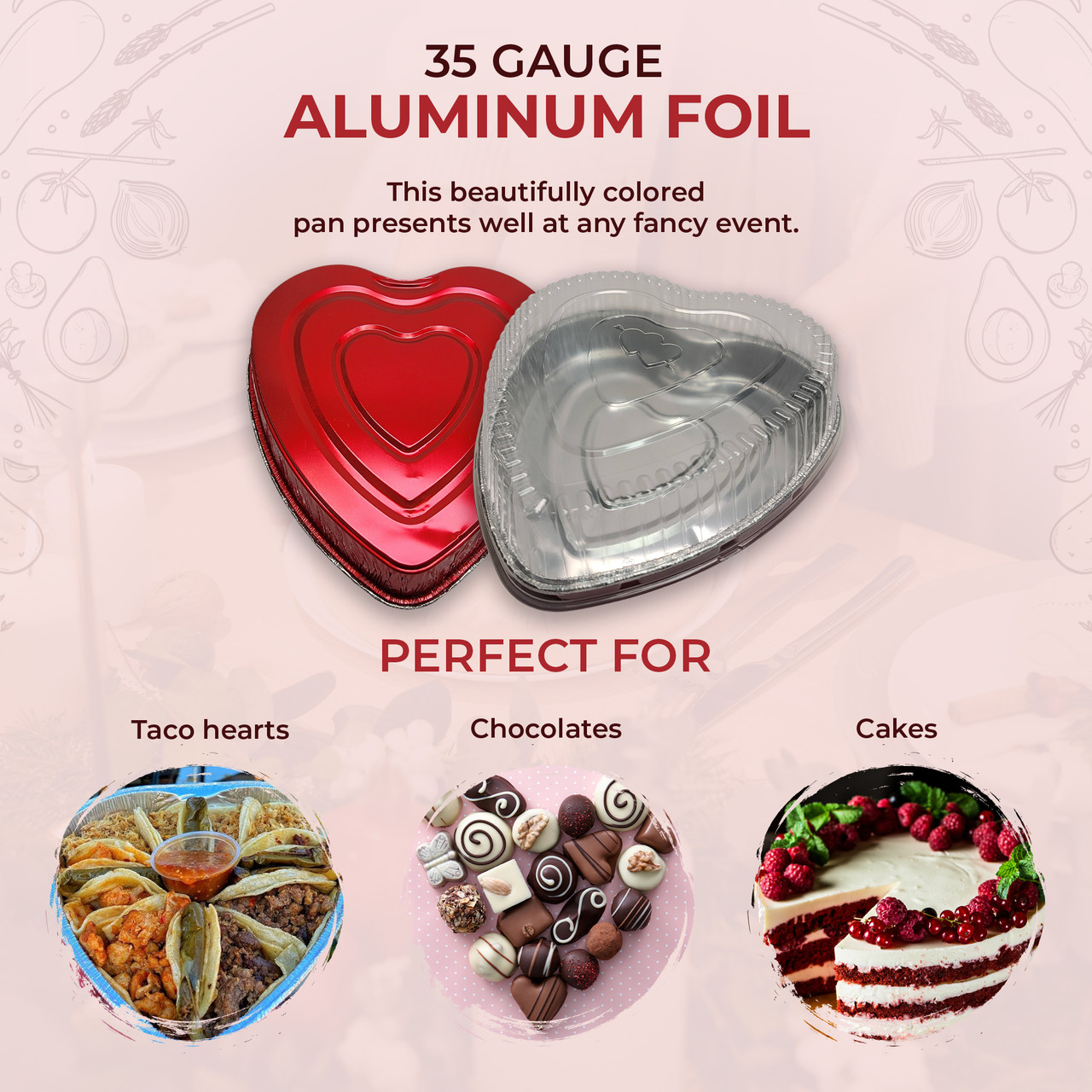 100 Sets 9 oz Heart Shaped Cake Pans with Lid Aluminum Foil