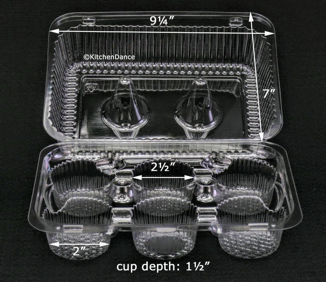 Clear Plastic 6 Compartment Muffin Containers - Disposable Cupcake