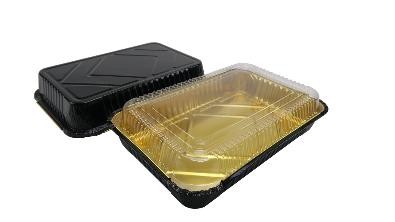 1½ lb. Shallow Carry Out Foil Pan with Plastic Lid - Case of 500 - #230P