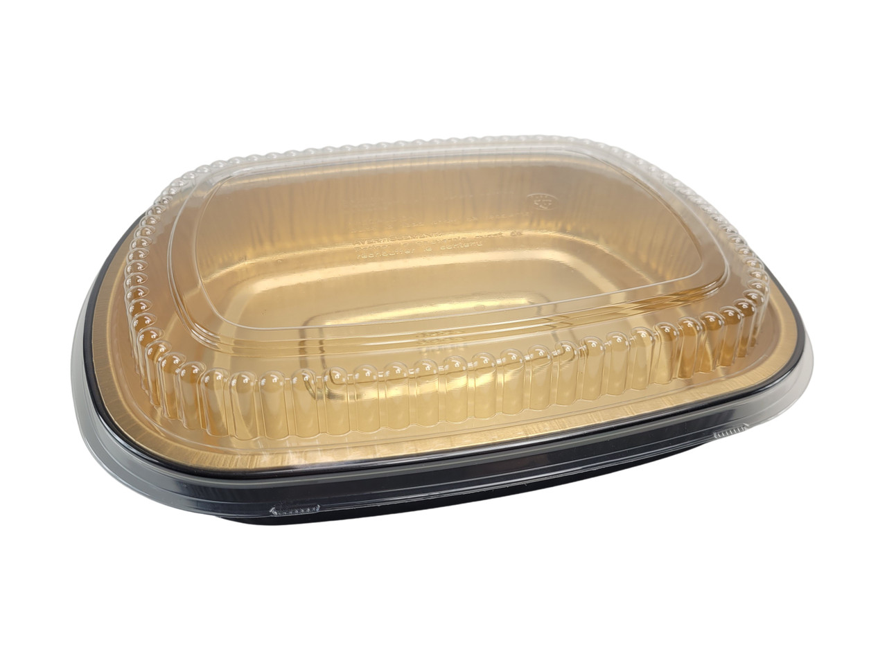 Restaurantware Foil Lux 41 Ounce Foil Pans, 200 Recyclable Aluminum Take Out Containers - Heavy Duty, Rectangle, Black & Gold Aluminum Foil to Go