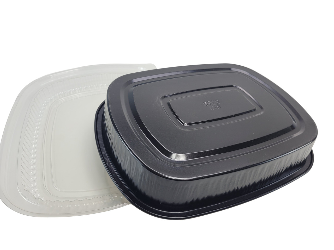 16 oz. Black and Gold Foil Entrée or Take Out Pan with Dome Lid - Case of  100