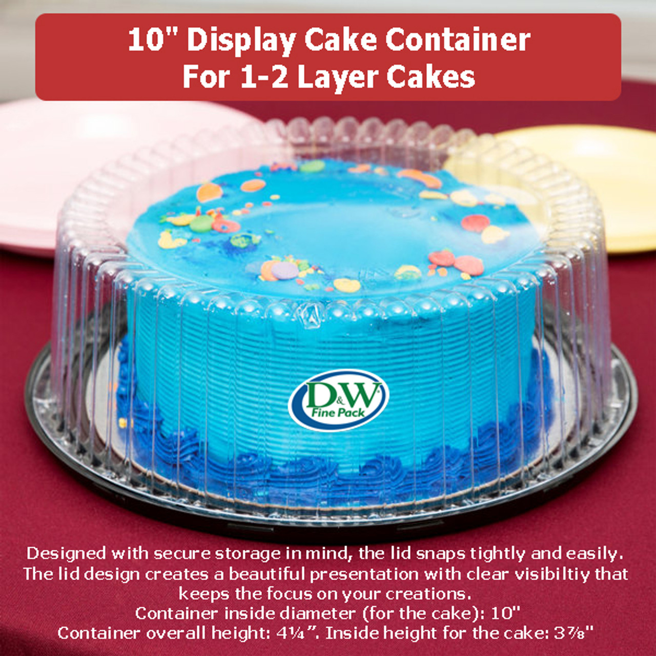 10 Plastic Cake Containers with Dome Lid - 10/Pack