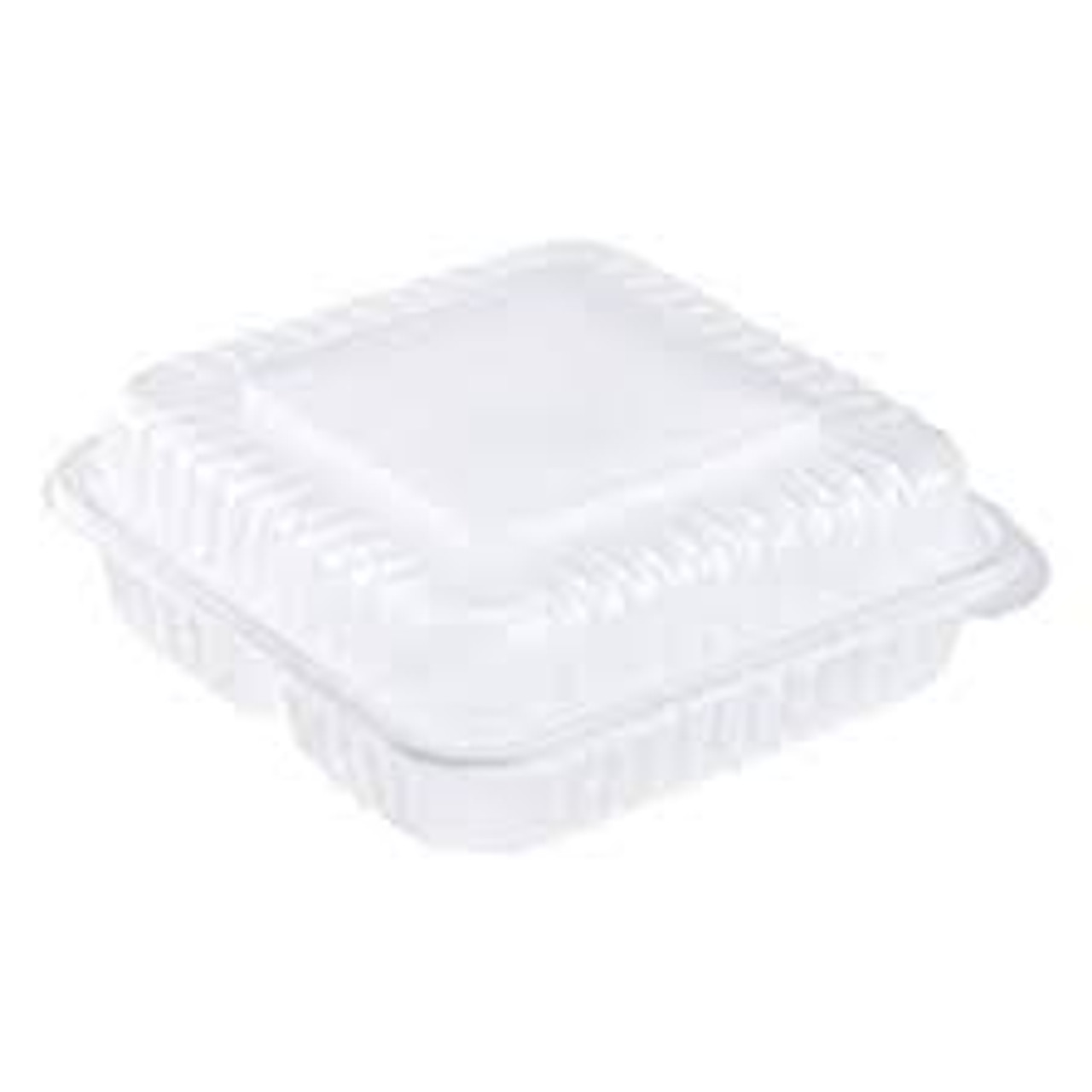 8 x 8 x 3 PP 3 Compartment Clear Hinged Take Out Container - Case of 200