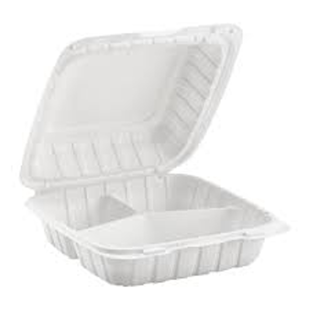 HUBERT Reusable Takeout Container 3 Compartment Polypropylene - 9L x 9W x  3 1/8H