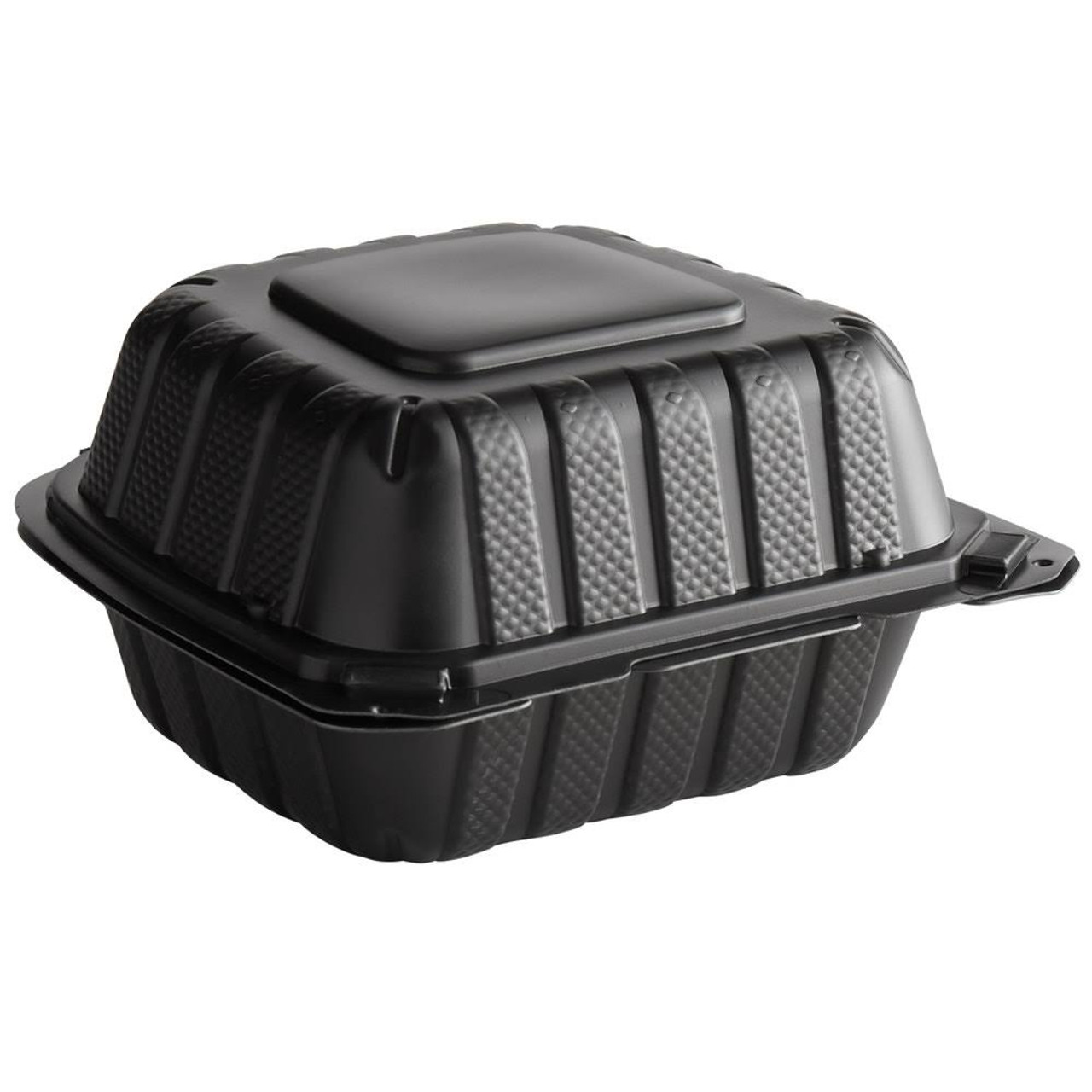 6 x 6 x 3 MFPP 1 Compartment Hinged Take Out Container Black - Case of 300