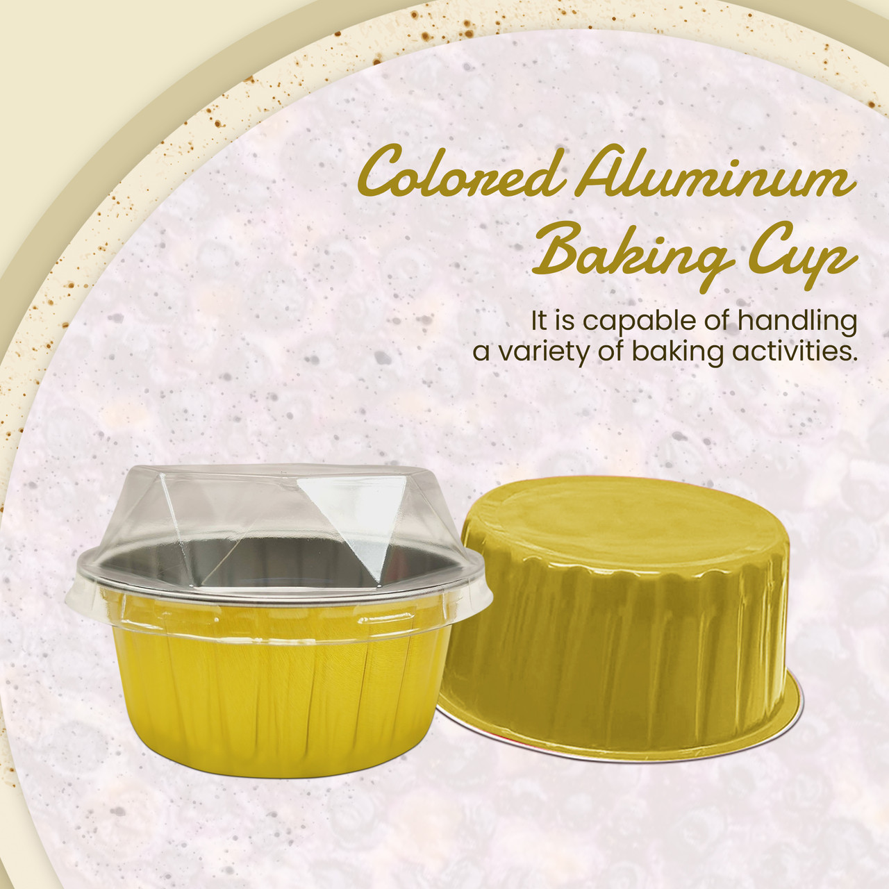 4.5 oz.  Colored Aluminum Dessert Cup w/ Plastic Lid- Case of 2000- #A35P