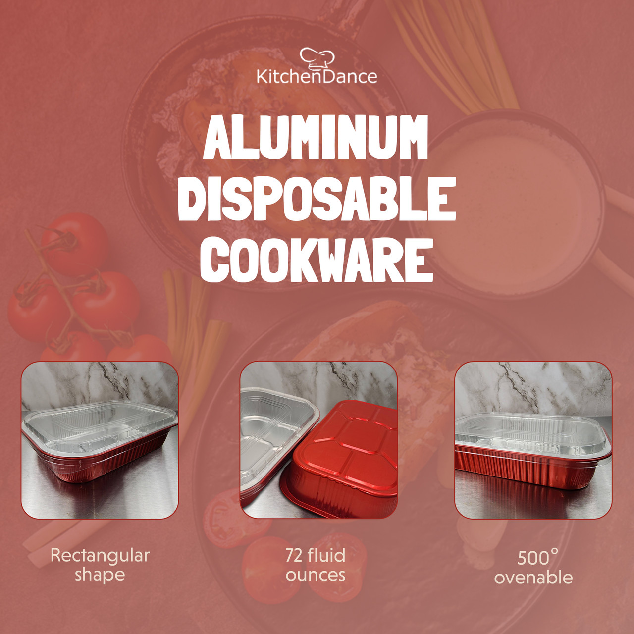 11X7 Disposable Aluminum Pans with Covers - 10 Pack - Pan with Foil Lids  Perfect