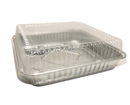 8" Square Disposable Baking Pan with Plastic Lid - Case of 500 - #1155P 