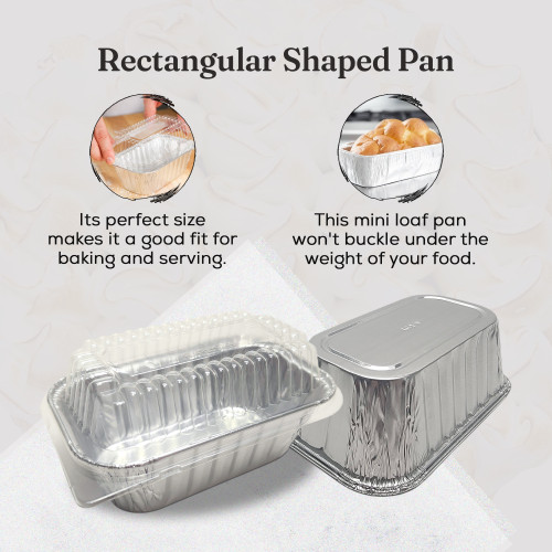 1 lb. Disposable Aluminum Mini Loaf Pan w/ Plastic Lid - Case of 200 - #5000P