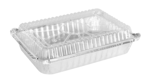 2¼ lb. Disposable Aluminum Foil Carryout Pan with Plastic Lid #250P