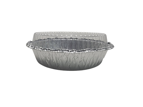 7" Disposable Foil Takeout Container with Plastic Lid - Case of 500 - #270P