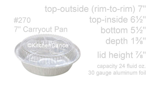 7" Disposable Foil Takeout Container with Plastic Lid - Case of 500 - #270P