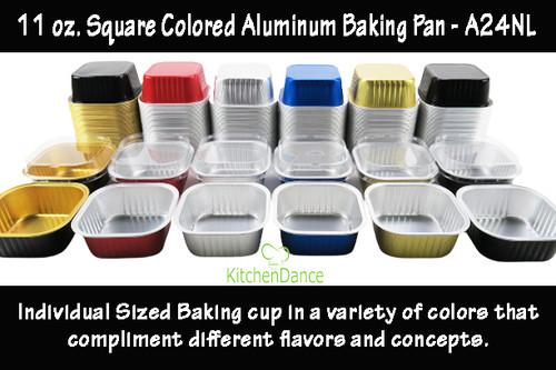11 oz  Square Colored Aluminum Dessert Pans - Case of 1000  #A24NL