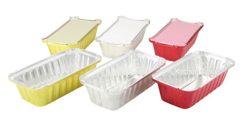 2 lb. Colored Closable Foil Loaf Pan with Board Lid - Case of 1000 - #1850L