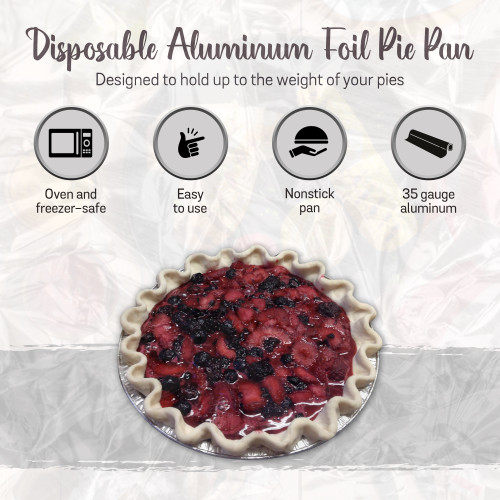 KitchenDance Disposable aluminum foil Pie Pan - 9 Inches Heavy Duty  Reusable Aluminum Foil Pie Pan Perfect for Baking, Cooking, Food Preparing,  Oven