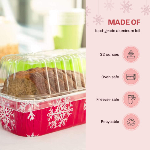 2 lb. Holiday Foil Loaf Pan with Plastic Lid - Case of 100  #9401P