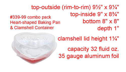 Heart Shaped Foil Pan with Clamshell Container - Case of 100 - #339-99