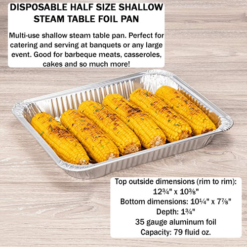 Shallow Half Size Steam Table Pan with Foil Lid - Case of 100  #4300L