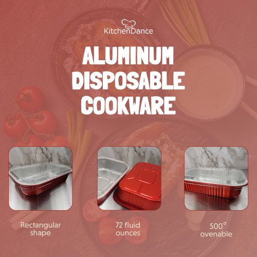 KitchenDance Disposable Dessert Pan Set with Lids - 4x4 inch Square Cake  Baking Pans for Hotels, Restaurants - Heavy Duty Aluminum Foil for Baking