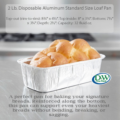 Bread Loaf Pan, 2-LBS, Aluminum Foil, Rectangular, (500/Case) Durable  Packaging 5100-35