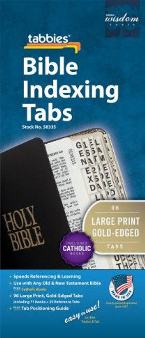 Large Print Catholic Goldtone-Edged Adhesive Old and New Testament Bible Indexing Tabs