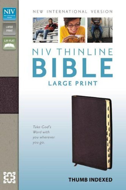 NIV, Thinline Bible, Large Print, Bonded Leather, Burgundy, Indexed, Red Letter Edition