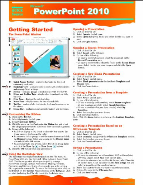 PowerPoint 2010 Quick Source Reference Guide